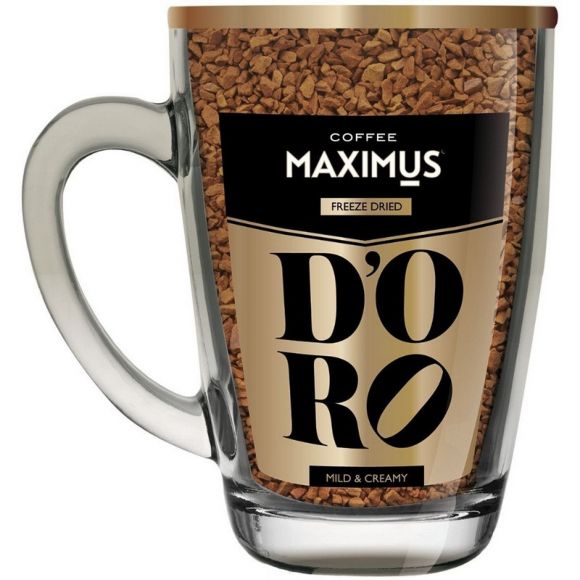 Кофе сублимированный в стеклянной кружке 'D'ORO' ТМ Maximus 70 г