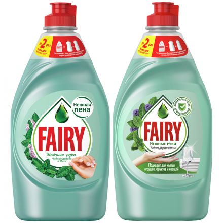 Средство для мытья посуды Fairy "Нежные руки. Чайное дерево и мята", 450мл Средство для мытья посуды Fairy "Нежные руки. Чайное дерево и мята", 450мл