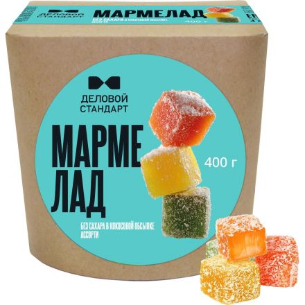 Мармелад Деловой стандарт без сахара в кокосовой обсыпке ассорти, 400г