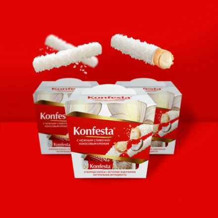 Конфеты KONFESTA со сливочно-кокосовым кремом, вафельные, 150 г Конфеты KONFESTA со сливочно-кокосовым кремом, вафельные, 150 г