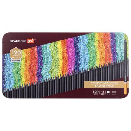 Карандаши художественные цветные BRAUBERG ART PREMIERE, НАБОР 120 цветов, 4 мм, металл кейс, 181692 Карандаши художественные цветные BRAUBERG ART PREMIERE, НАБОР 120 цветов, 4 мм, металл кейс, 181692