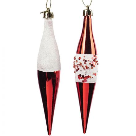 Украшение новогоднее подвесное Сосулька крас/бел в асс 16x3x3см 91717
