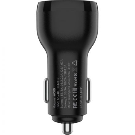 Зарядное устройство автомобильное PERO AC05 USB-A QC3.0/USB-C PD/38W/черное