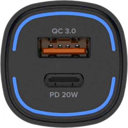Зарядное устройство автомобильное PERO AC05 USB-A QC3.0/USB-C PD/38W/черное