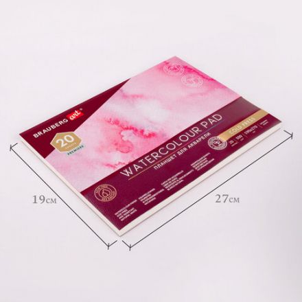 Планшет для акварели ХЛОПОК 30%, 300 г, 190х270 мм, склейка, 4 стороны, среднее зерно, 20 л., BRAUBERG ART PREMIERE, 113251 Планшет для акварели ХЛОПОК 30%, 300 г, 190х270 мм, склейка, 4 стороны, среднее зерно, 20 л., BRAUBERG ART PREMIERE, 113251