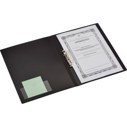 Папка с зажимом Комус т.-синяя, с карманом для CD/визитки Папка с зажимом Комус т.-синяя, с карманом для CD/визитки