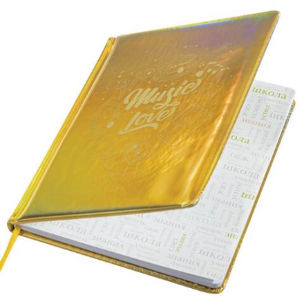 Дневник 1-11 класс 48 л., кожзам (твердая с поролоном), фольга, BRAUBERG HOLIDAY, "Музыка", 106914