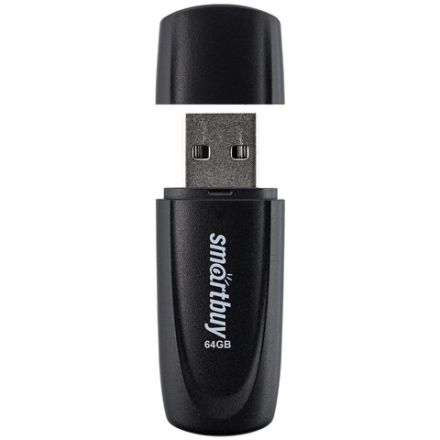 Флеш-диск 64 GB SMARTBUY Scout, USB 2.0, черный, SB064GB2SCK Флеш-диск 64 GB SMARTBUY Scout, USB 2.0, черный, SB064GB2SCK
