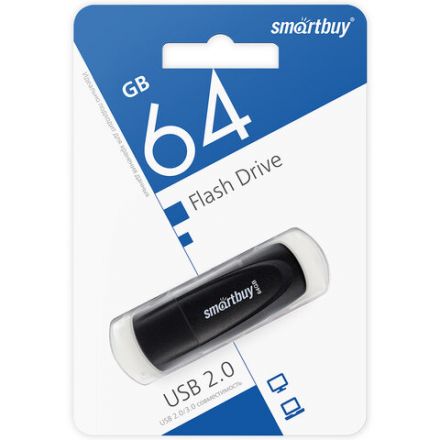 Флеш-диск 64 GB SMARTBUY Scout, USB 2.0, черный, SB064GB2SCK Флеш-диск 64 GB SMARTBUY Scout, USB 2.0, черный, SB064GB2SCK