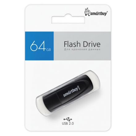 Флеш-диск 64 GB SMARTBUY Scout, USB 2.0, черный, SB064GB2SCK Флеш-диск 64 GB SMARTBUY Scout, USB 2.0, черный, SB064GB2SCK