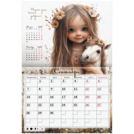Календарь-планер настенный перекидной на 2026 г., BRAUBERG, 12 листов, 29,5х21,3 см, "Sweet pony", 116948 Календарь-планер настенный перекидной на 2026 г., BRAUBERG, 12 листов, 29,5х21,3 см, "Sweet pony", 116948