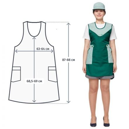 Фартук сарафан Фантазия (с козырьком), цвет зеленый СПб