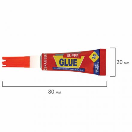 Клей моментальный (суперклей) BRAUBERG, 3 г, ПРОЧНЫЙ, отрывная мультикарта, 605566 Клей моментальный (суперклей) BRAUBERG, 3 г, ПРОЧНЫЙ, отрывная мультикарта, 605566