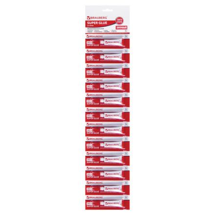 Клей моментальный (суперклей) BRAUBERG, 3 г, ПРОЧНЫЙ, отрывная мультикарта, 605566 Клей моментальный (суперклей) BRAUBERG, 3 г, ПРОЧНЫЙ, отрывная мультикарта, 605566