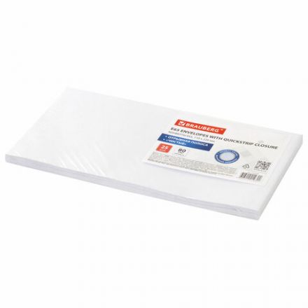 Конверты Е65 (110х220 мм), отрывная лента, 80 г/м2, КОМПЛЕКТ 25 шт., внутренняя запечатка, BRAUBERG, 122449 Конверты Е65 (110х220 мм), отрывная лента, 80 г/м2, КОМПЛЕКТ 25 шт., внутренняя запечатка, BRAUBERG, 122449