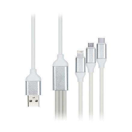Кабель Smartbuy 3в1 универсальный, Micro-USB/Lightning/Type C, 1,2м, белый