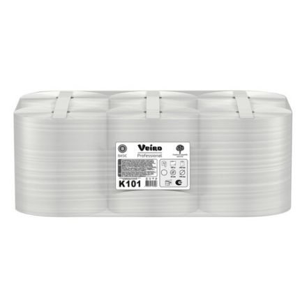Полотенца бумажные рулонные 180 м, VEIRO (Система H1) BASIC, 1-слойные, цвет натуральный, КОМПЛЕКТ 6 рулонов, K101