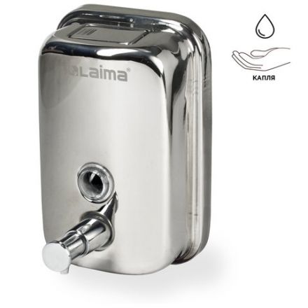 Дозатор для жидкого мыла LAIMA BASIC, 0,5 л., нержавеющая сталь, зеркальный, 601795 Дозатор для жидкого мыла LAIMA BASIC, 0,5 л., нержавеющая сталь, зеркальный, 601795