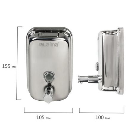 Дозатор для жидкого мыла LAIMA BASIC, 0,5 л., нержавеющая сталь, зеркальный, 601795 Дозатор для жидкого мыла LAIMA BASIC, 0,5 л., нержавеющая сталь, зеркальный, 601795