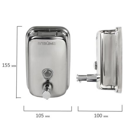 Дозатор для жидкого мыла LAIMA BASIC, 0,5 л., нержавеющая сталь, зеркальный, 601795 Дозатор для жидкого мыла LAIMA BASIC, 0,5 л., нержавеющая сталь, зеркальный, 601795