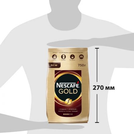 Кофе Nescafe Gold раств.субл.750г пакет,270227 Кофе Nescafe Gold раств.субл.750г пакет,270227