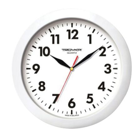 Часы настенные TROYKATIME (TROYKA) 11110118, круг, белые, белая рамка, 29х29х3,5 см