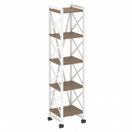 Loft Стеллаж на колесных опорах-5 полок VR.L-MST.K-5.4 Дуб аризона/Белый металл 400*400*1704 Loft Стеллаж на колесных опорах-5 полок VR.L-MST.K-5.4 Дуб аризона/Белый металл 400*400*1704