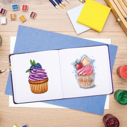 Скетчбук, белая бумага 80 г/м2, 195х195 мм, 80 л., резинка, твердый, BRAUBERG ART DEBUT "Лев", 114582