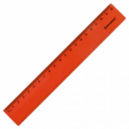 Линейка пластиковая 20 см BRAUBERG "FRUITY", тонированная, ассорти, 210766