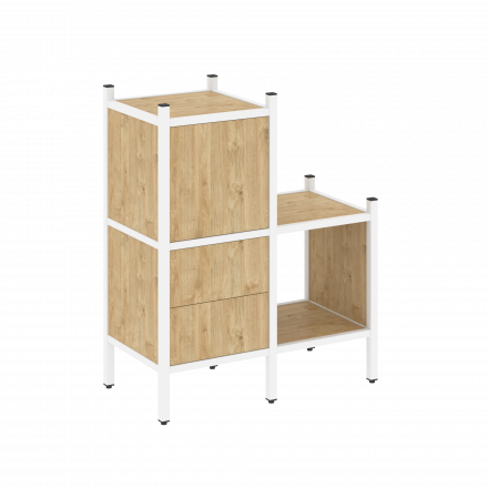 Loft Прямой стеллаж наборный VR.L-11 Тиквуд светлый/Белый металл 862*446*1047