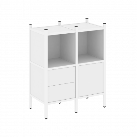 Loft Прямой стеллаж наборный VR.L-02 Белый бриллиант/Белый металл 862*446*1047