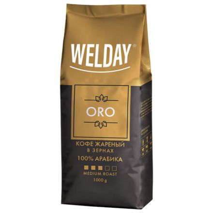 Кофе в зернах WELDAY (ВЭЛДЭЙ) "ORO" 1 кг, арабика 100%, БРАЗИЛИЯ, 622410 Кофе в зернах WELDAY (ВЭЛДЭЙ) "ORO" 1 кг, арабика 100%, БРАЗИЛИЯ, 622410
