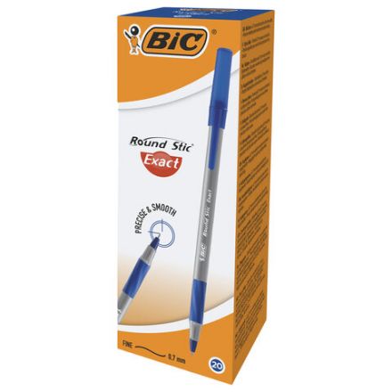 Ручка шариковая с грипом BIC "Round Stic Exact", СИНЯЯ, корпус серый, узел 0,7 мм, линия письма 0,28 мм, 918543 Ручка шариковая с грипом BIC "Round Stic Exact", СИНЯЯ, корпус серый, узел 0,7 мм, линия письма 0,28 мм, 918543