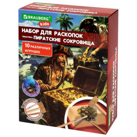 Набор для раскопок "Пиратский клад" 17x21,5 см, инструменты, BRAUBERG KIDS, 665928