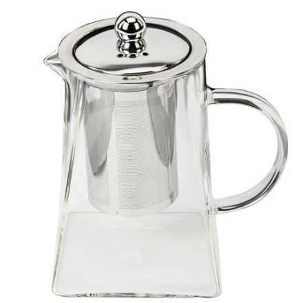 Чайник заварочный 950 мл, жаропрочное стекло, металлическая колба-заварник, DASWERK (ДАСВЕРК), 608647