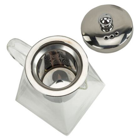 Чайник заварочный 950 мл, жаропрочное стекло, металлическая колба-заварник, DASWERK (ДАСВЕРК), 608647