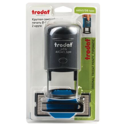 Печать самонаборная 2 круга, оттиск D=45 синий, TRODAT 46045/4645 R2, крышка, КАССА В КОМПЛЕКТЕ Печать самонаборная 2 круга, оттиск D=45 синий, TRODAT 46045/4645 R2, крышка, КАССА В КОМПЛЕКТЕ