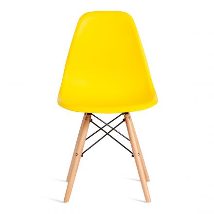 Стул CINDY (EAMES) (mod. 1801) дерево бук/металл/сиденье пластик, 45x51x82 см, Yellow (Желтый)