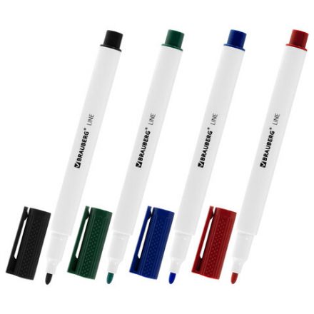 Маркеры стираемые для белой доски НАБОР 4 ЦВЕТА, BRAUBERG "LINE", 3 мм, с клипом, 152119 Маркеры стираемые для белой доски НАБОР 4 ЦВЕТА, BRAUBERG "LINE", 3 мм, с клипом, 152119