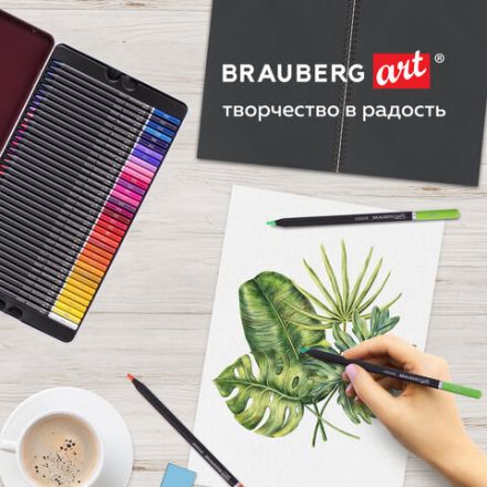 Карандаши цветные художественные BRAUBERG ART PREMIERE, НАБОР 72 цвета, 4 мм, металл кейс, 181693