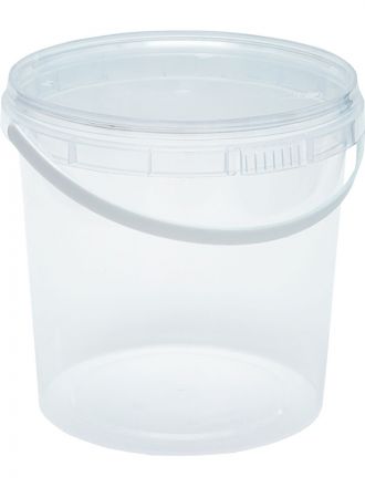 Ведро 1,5л круглое бесцветное с бесцветной  крышкой
