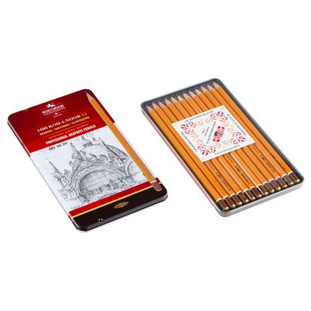 Набор карандашей ч/г Koh-I-Noor "1500 Art" 12шт., 8B-2H, заточен., метал. пенал