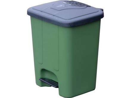 Мусорный бак 25л. мороз. с крышкой, с педальным приводом цв. зелёный