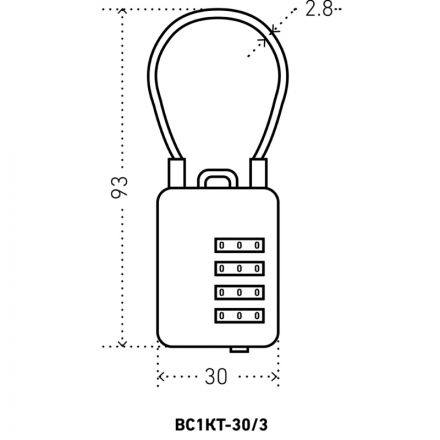 Замок навесной кодовый_УЗК Аллюр ВС1КТ-30/3 (H2) (30xd=3) цинк син.(тросик) Замок навесной кодовый_УЗК Аллюр ВС1КТ-30/3 (H2) (30xd=3) цинк син.(тросик)
