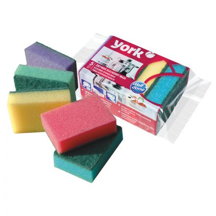 Губки для посуды York "Макси", поролон с абразивным слоем, 10*7*3см, 5шт. Губки для посуды York "Макси", поролон с абразивным слоем, 10*7*3см, 5шт.
