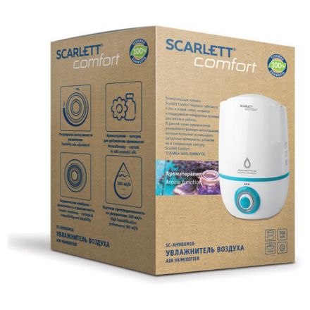 Увлажнитель воздуха SCARLETT SC-AH986M16, объем бака 2,3 л, 23 Вт, арома-контейнер, белый Увлажнитель воздуха SCARLETT SC-AH986M16, объем бака 2,3 л, 23 Вт, арома-контейнер, белый
