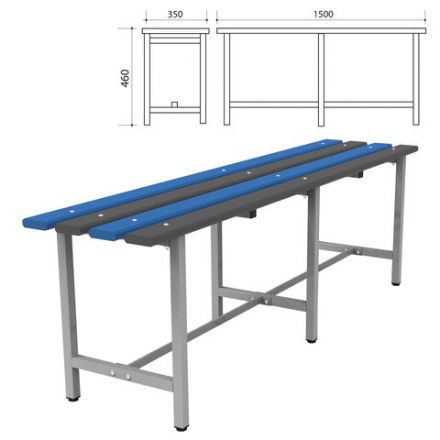 Скамья пластиковая влагостойкая на металлокаркасе "СТ 3П", 1500х350х460 мм, регулируемые опоры, каркас металлический серый, сиденье пластик Скамья пластиковая влагостойкая на металлокаркасе "СТ 3П", 1500х350х460 мм, регулируемые опоры, каркас металлический серый, сиденье пластик