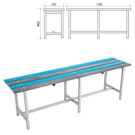 Скамья пластиковая влагостойкая на металлокаркасе "СТ 3П", 1500х350х460 мм, регулируемые опоры, каркас металлический серый, сиденье пластик Скамья пластиковая влагостойкая на металлокаркасе "СТ 3П", 1500х350х460 мм, регулируемые опоры, каркас металлический серый, сиденье пластик