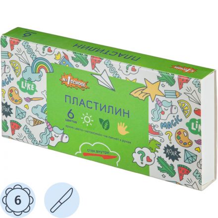 Пластилин №1 School Отличник набор 6цв 120г со стеком