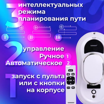 Робот-мойщик окон SONNEN Tech RWC-121 UltraClear, датчик от падения, 26 салфеток, пульт ДУ, 456183 Робот-мойщик окон SONNEN Tech RWC-121 UltraClear, датчик от падения, 26 салфеток, пульт ДУ, 456183